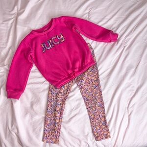 Juicy Couture Pink Sweatshirt and Floral Leggings Set.